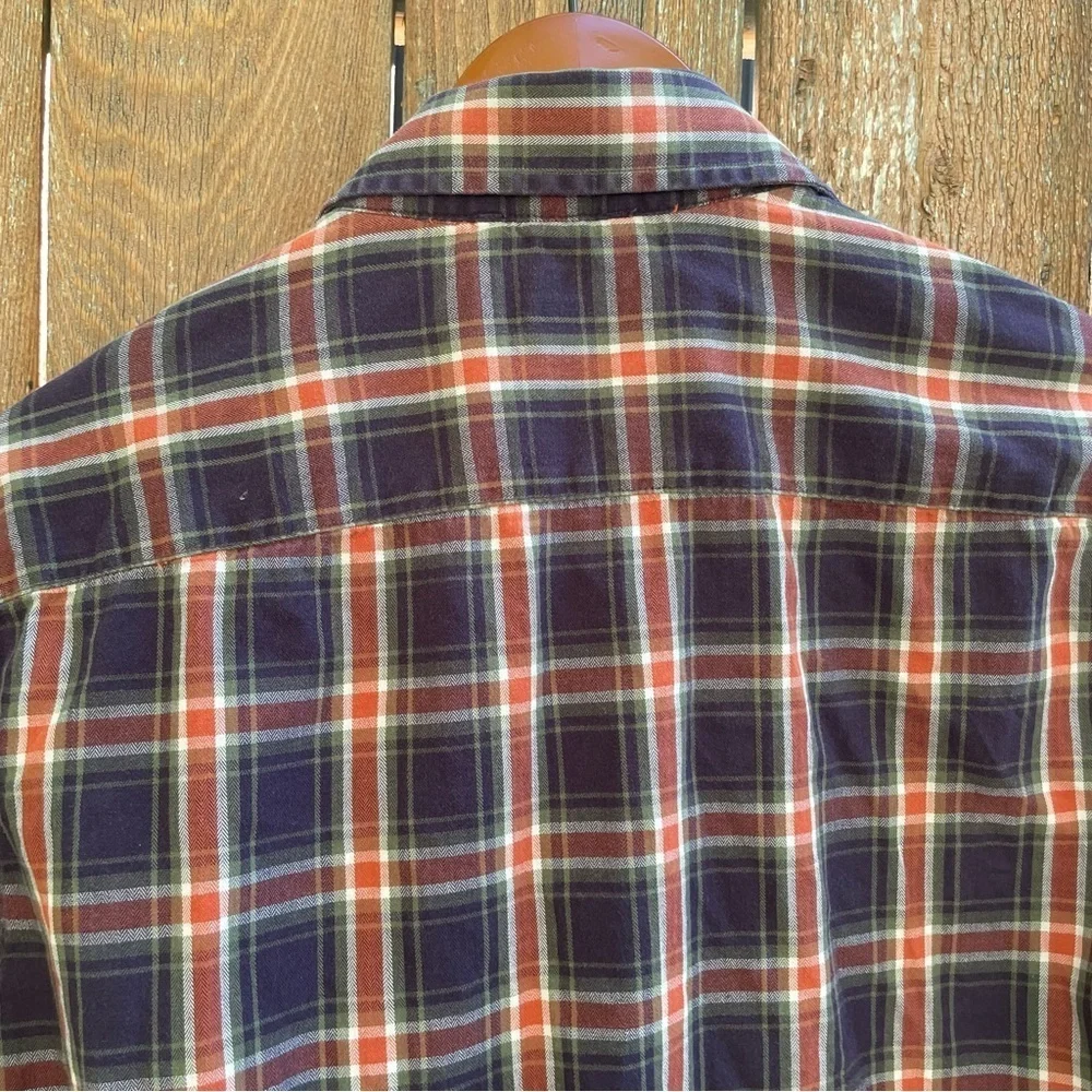 BANANA REPUBLIC Men's Navy Plaid Long Sleeve Button Down Shirt Size Medium